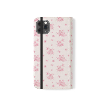 Pink Bloom Wallet Flip Case for iPhone