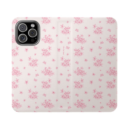 Pink Bloom Wallet Flip Case for iPhone