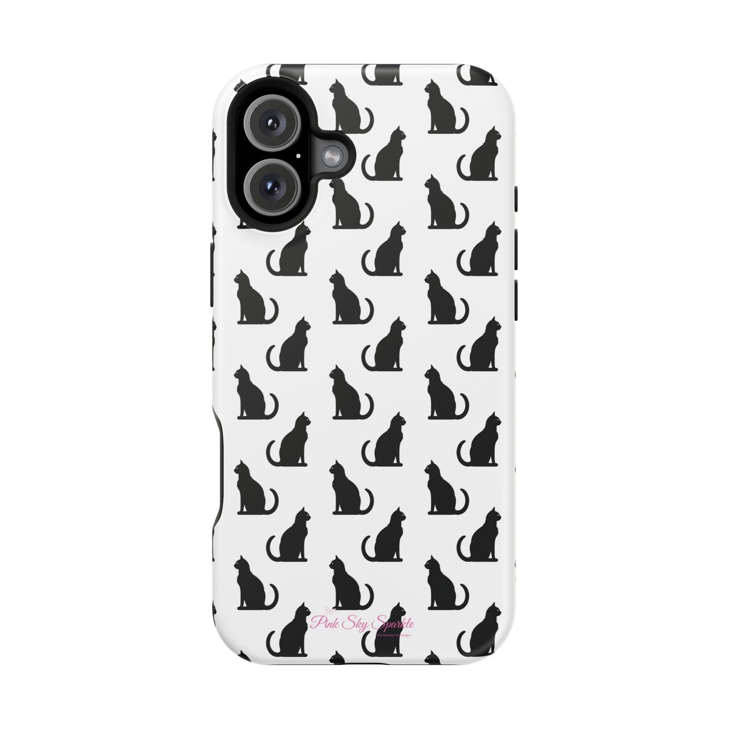 Coque magnétique robuste pour iPhone Motif chat noir