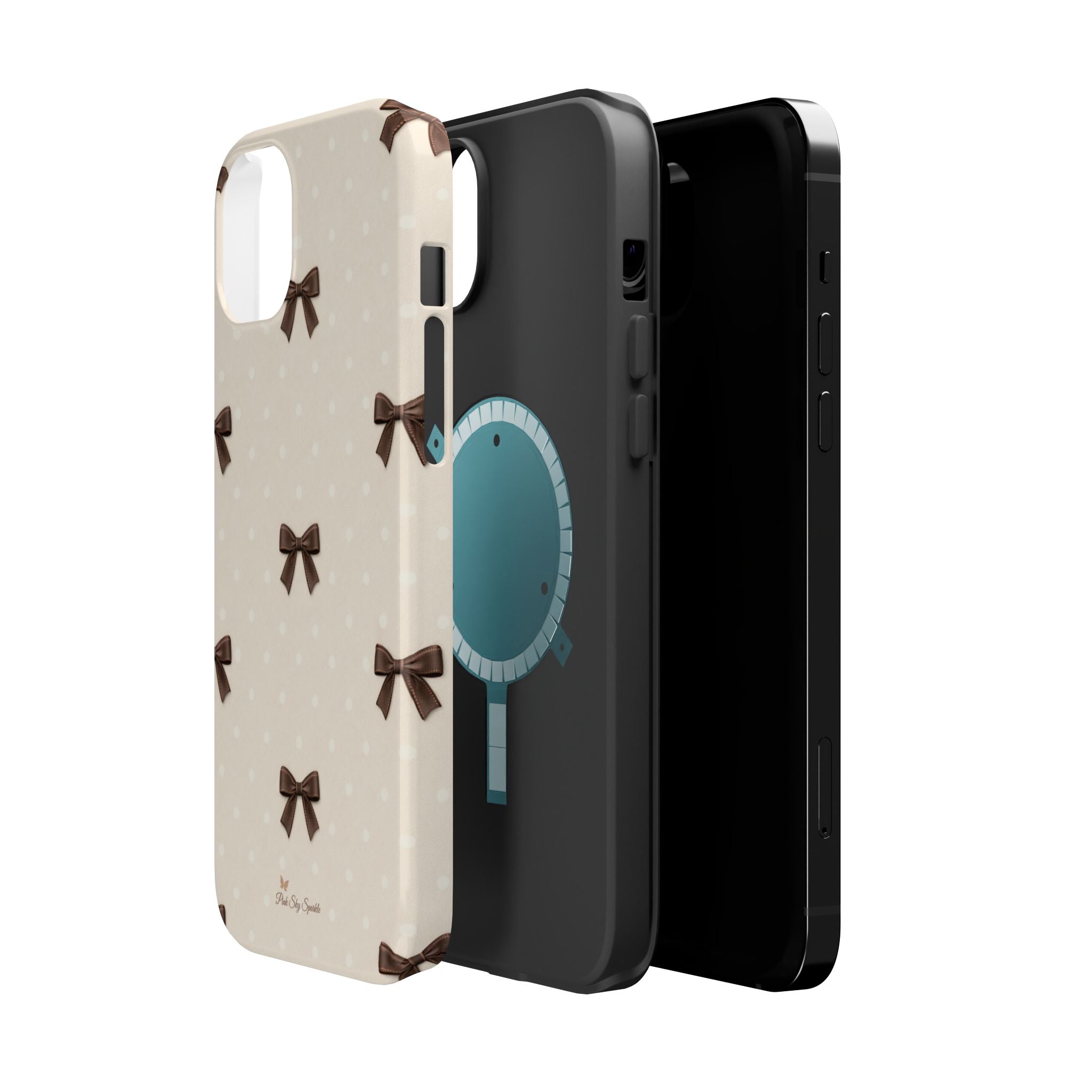 Café Crème Bows MagSafe-Compatible Magnetic iPhone Case