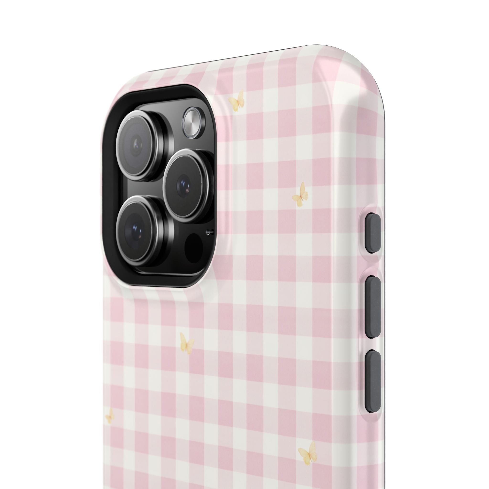 Pink Gingham & Butterflies Magnetic iPhone Case