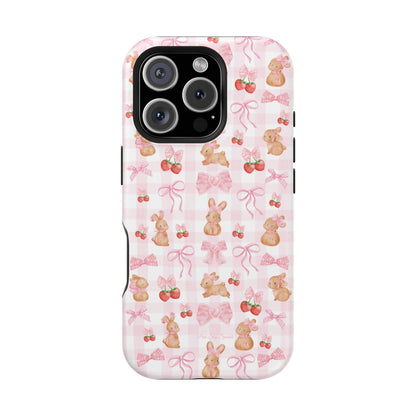 Sweet Baby Bunny Gingham Coquette Magnetic iPhone Case