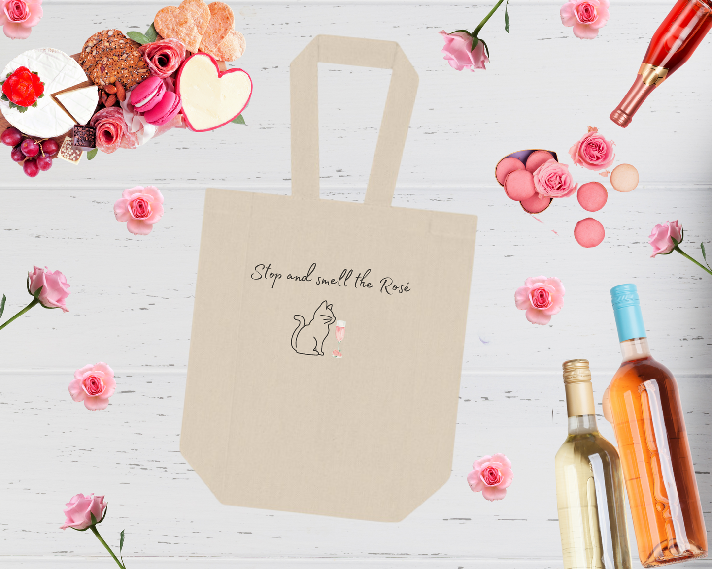 Stop and Smell the Rosé Wine Tote Bag