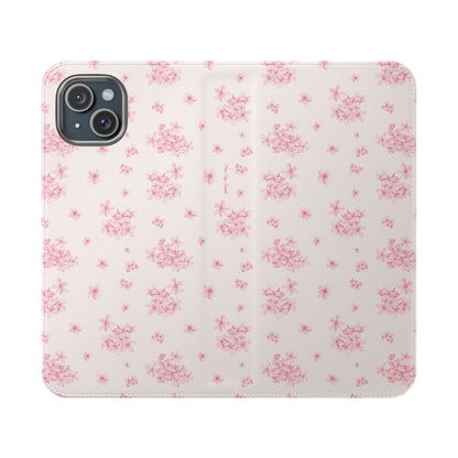 Pink Bloom Wallet Flip Case for iPhone