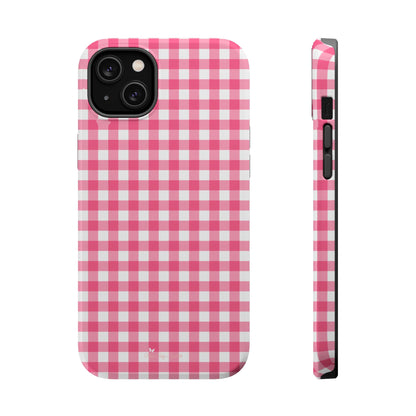 Dark Pink Gingham Magnetic iPhone Case