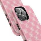 Pink Checkered Ghost Magnetic iPhone Case
