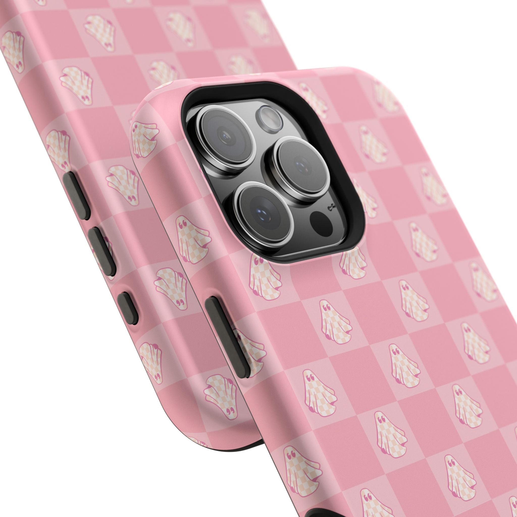 Pink Checkered Ghost Magnetic iPhone Case