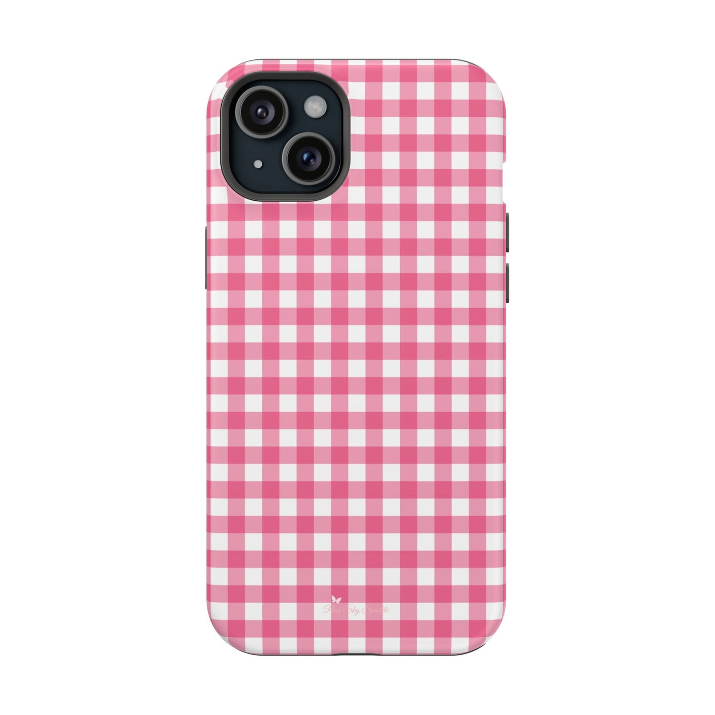 Dark Pink Gingham Magnetic iPhone Case