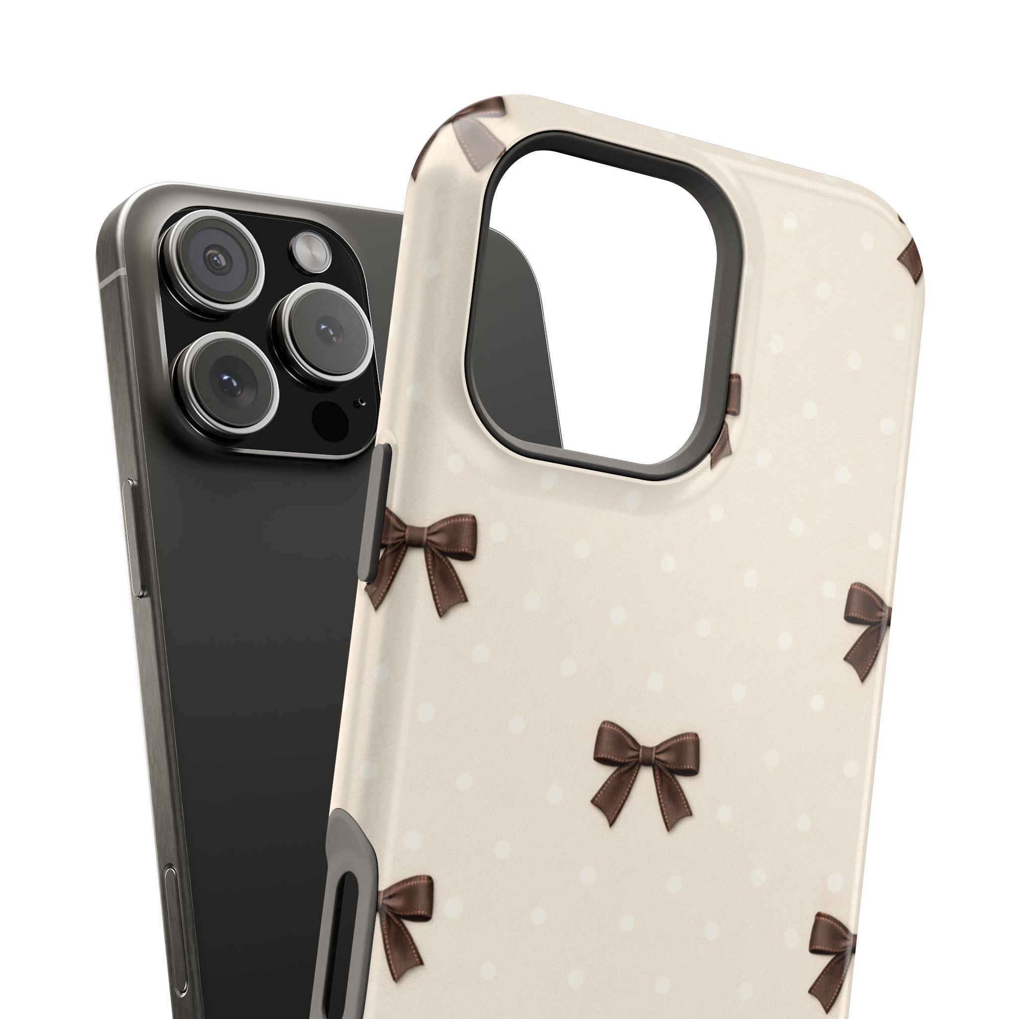 Café Crème Bows MagSafe-Compatible Magnetic iPhone Case