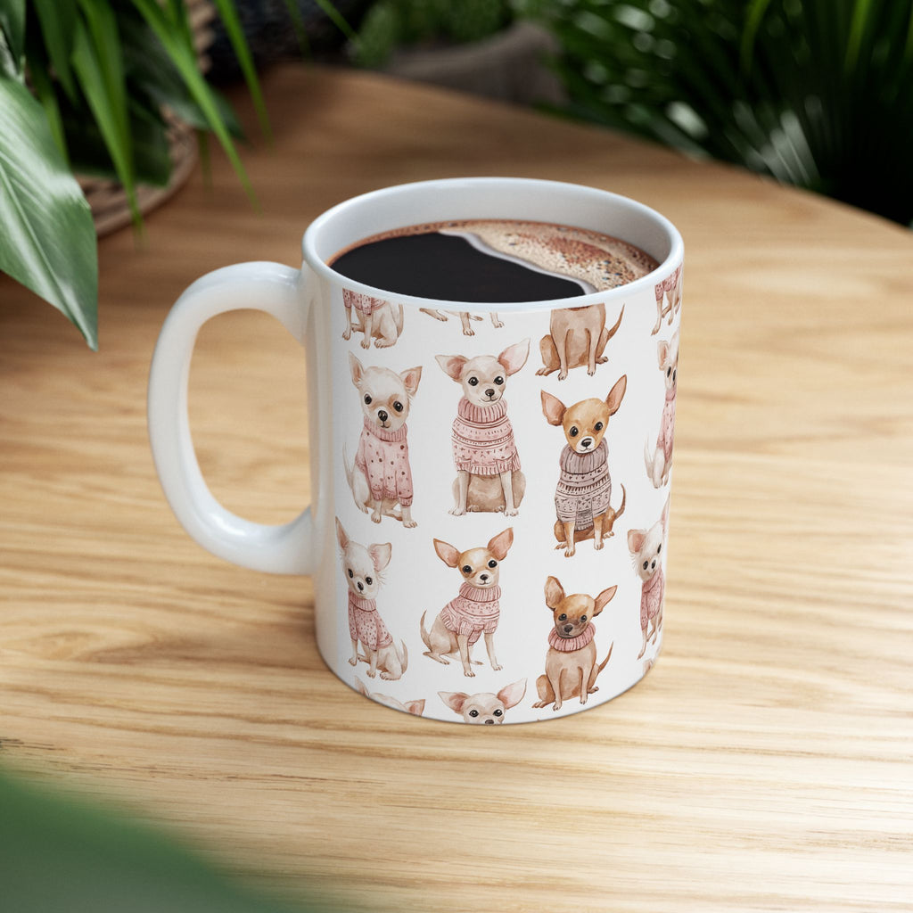 Fancy Toy Chihuahua Ceramic Mug — Cute Dogs in Sweaters 11oz & 15oz