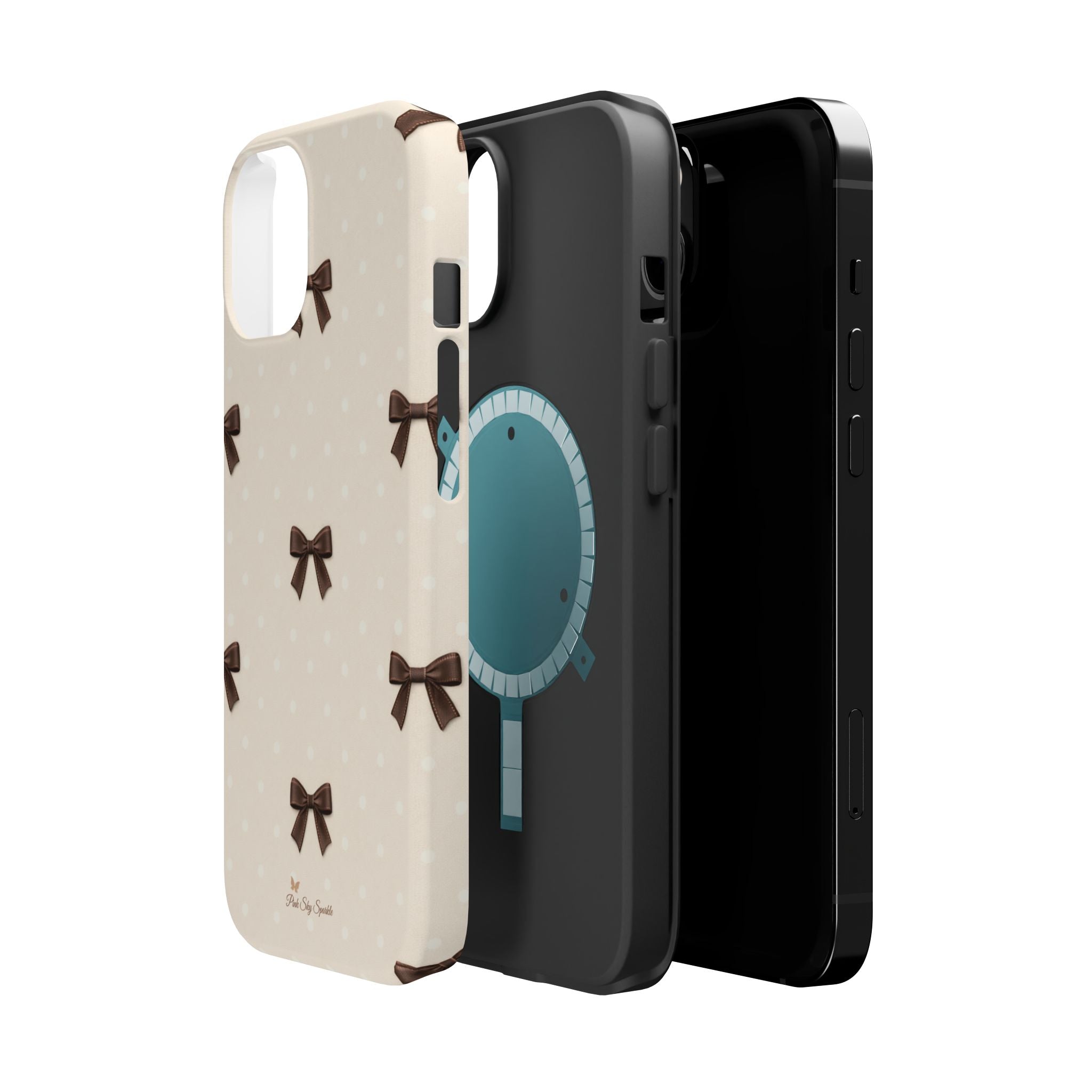 Café Crème Bows MagSafe-Compatible Magnetic iPhone Case