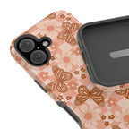 Boho Checkers - Floral Butterfly Magnetic iPhone Case