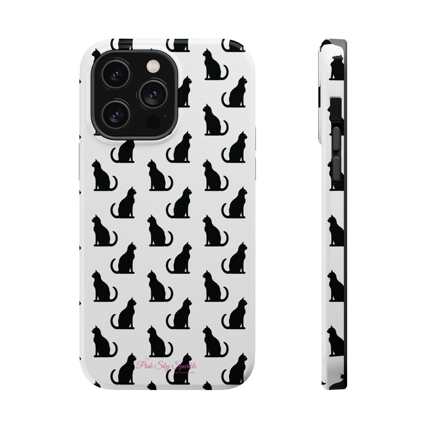 Coque magnétique robuste pour iPhone Motif chat noir