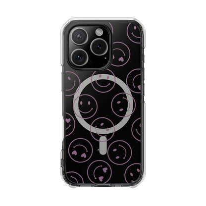 Purple Smilies Magnetic Clear Impact iPhone Case