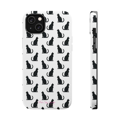 Coque magnétique robuste pour iPhone Motif chat noir