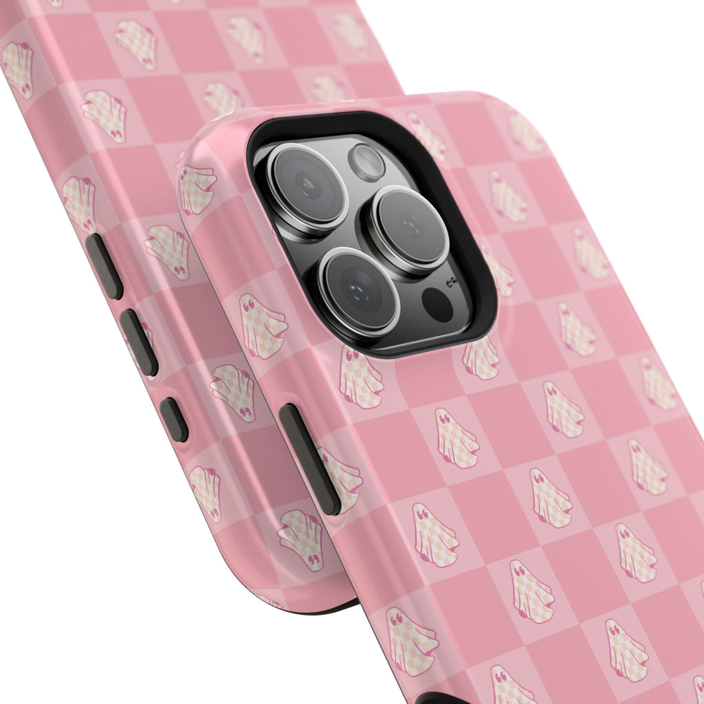 Pink Checkered Ghost Magnetic iPhone Case