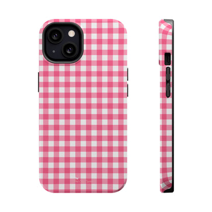 Dark Pink Gingham Magnetic iPhone Case