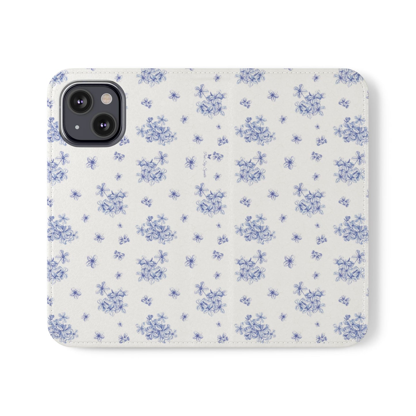 Blue Bloom Wallet Flip Case for iPhone