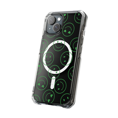 Green Smilies Magnetic Clear Impact iPhone Case