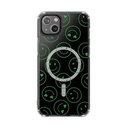 Green Smilies Magnetic Clear Impact iPhone Case