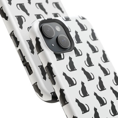 Coque magnétique robuste pour iPhone Motif chat noir