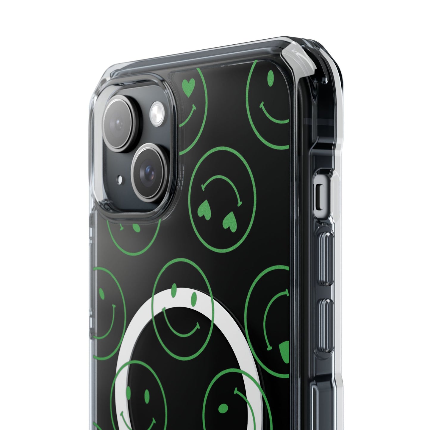 Green Smilies Magnetic Clear Impact iPhone Case