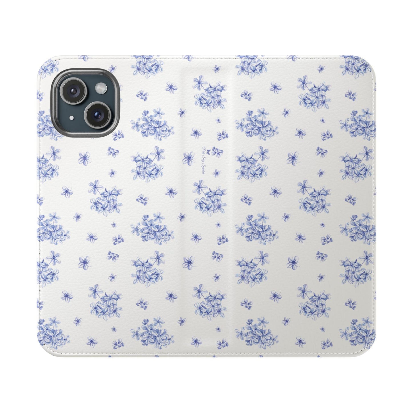 Blue Bloom Wallet Flip Case for iPhone