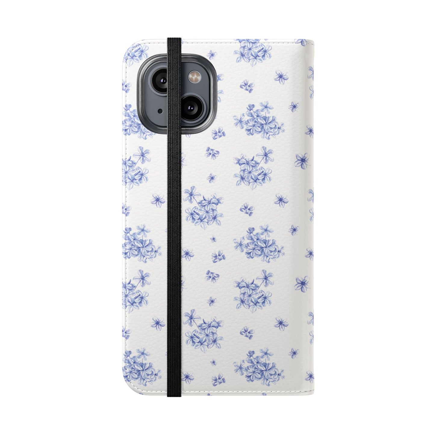 Blue Bloom Wallet Flip Case for iPhone