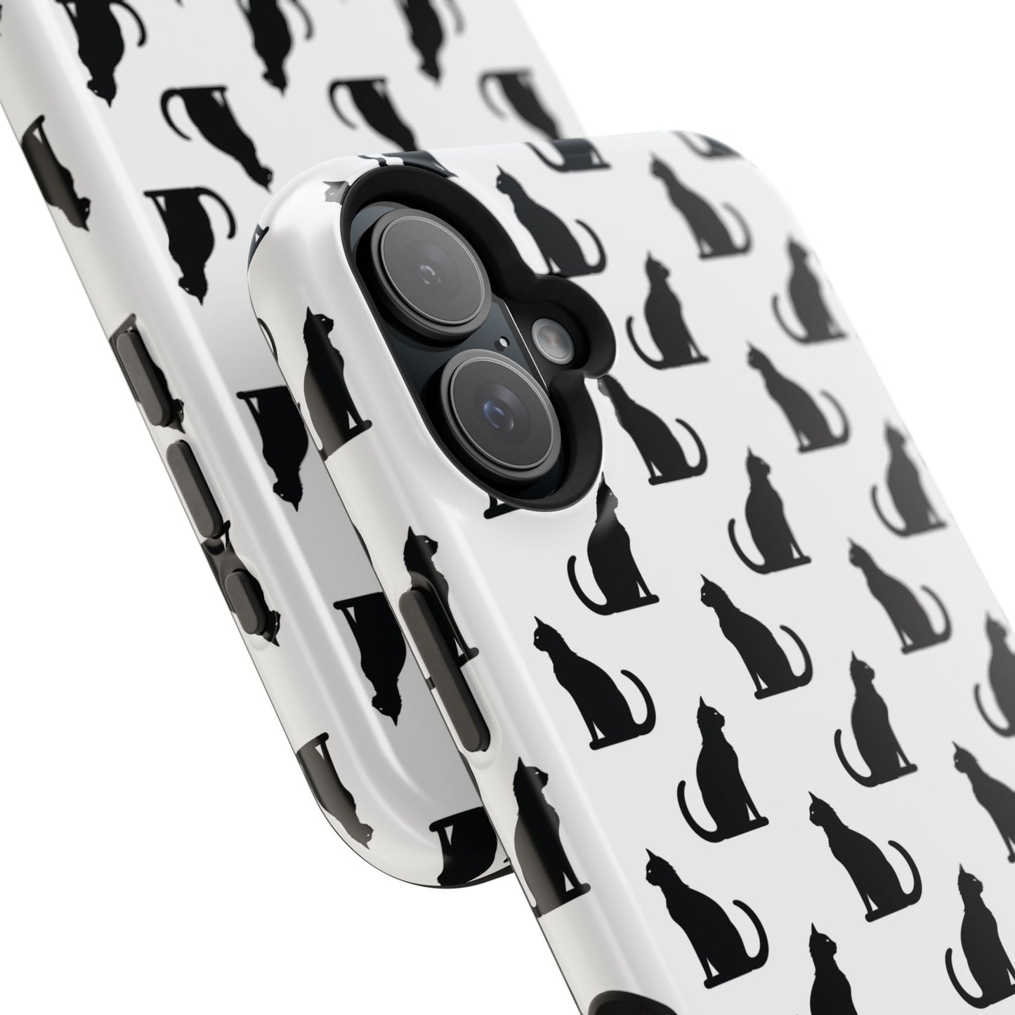 Coque magnétique robuste pour iPhone Motif chat noir