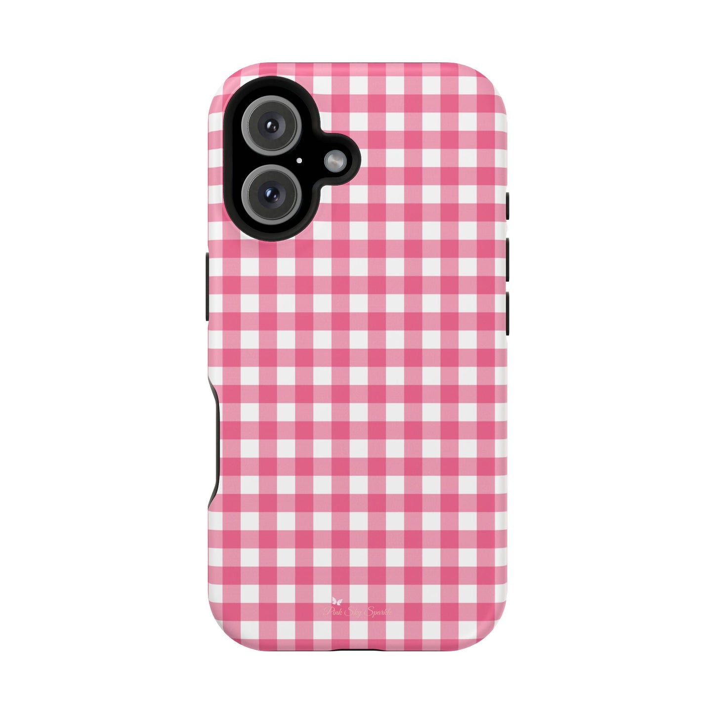 Dark Pink Gingham Magnetic iPhone Case