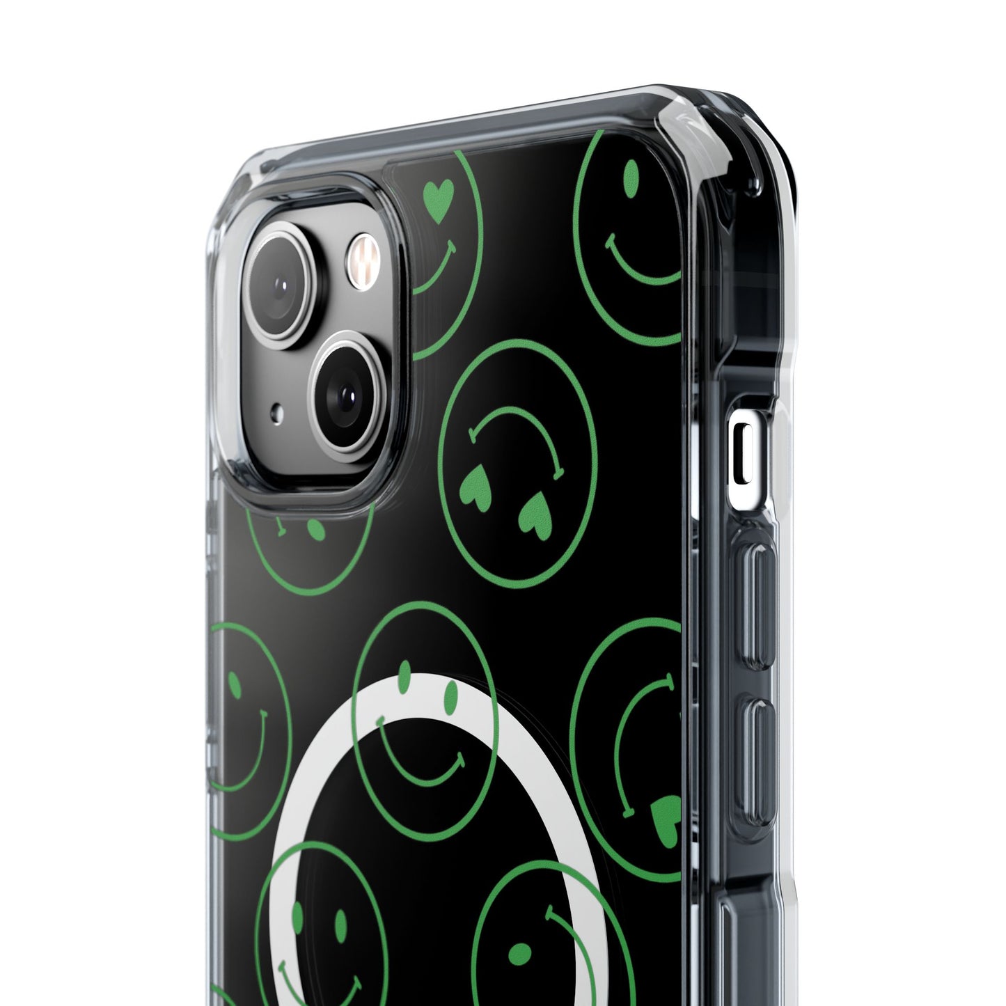 Green Smilies Magnetic Clear Impact iPhone Case