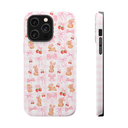 Sweet Baby Bunny Gingham Coquette Magnetic iPhone Case