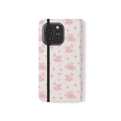 Pink Bloom Wallet Flip Case for iPhone