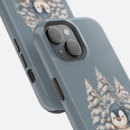 Coque magnétique pour iPhone Pingouin avec guirlande lumineuse de Noël