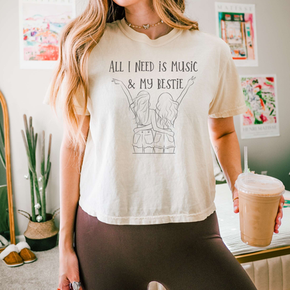 "All I Need Is Music and My Bestie" Women's Boxy Fit T-shirt