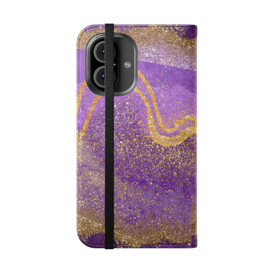 Amethyst Sparkle Wallet Flip Case-Phone Case-Printify-PINK SKY SPARKLE-Protective wallet flip case for smartphones with 360° protection, fold-over design, card slots, and stylish pattern options. Perfect for adding a fashionable touch while keeping your phone safe. Available in a variety of designs including bold, elegant, and chic styles.