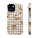 Phone case with deer design on a checkered pattern