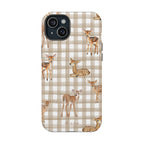 Phone case with deer design on a checkered pattern