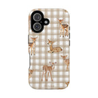 Phone case with deer design on a checkered pattern