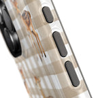 Close-up of a phone case with a deer design on a white background
