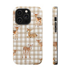 Phone case with deer design on a checkered pattern