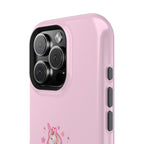 Pink phone case with unicorn design on a white background