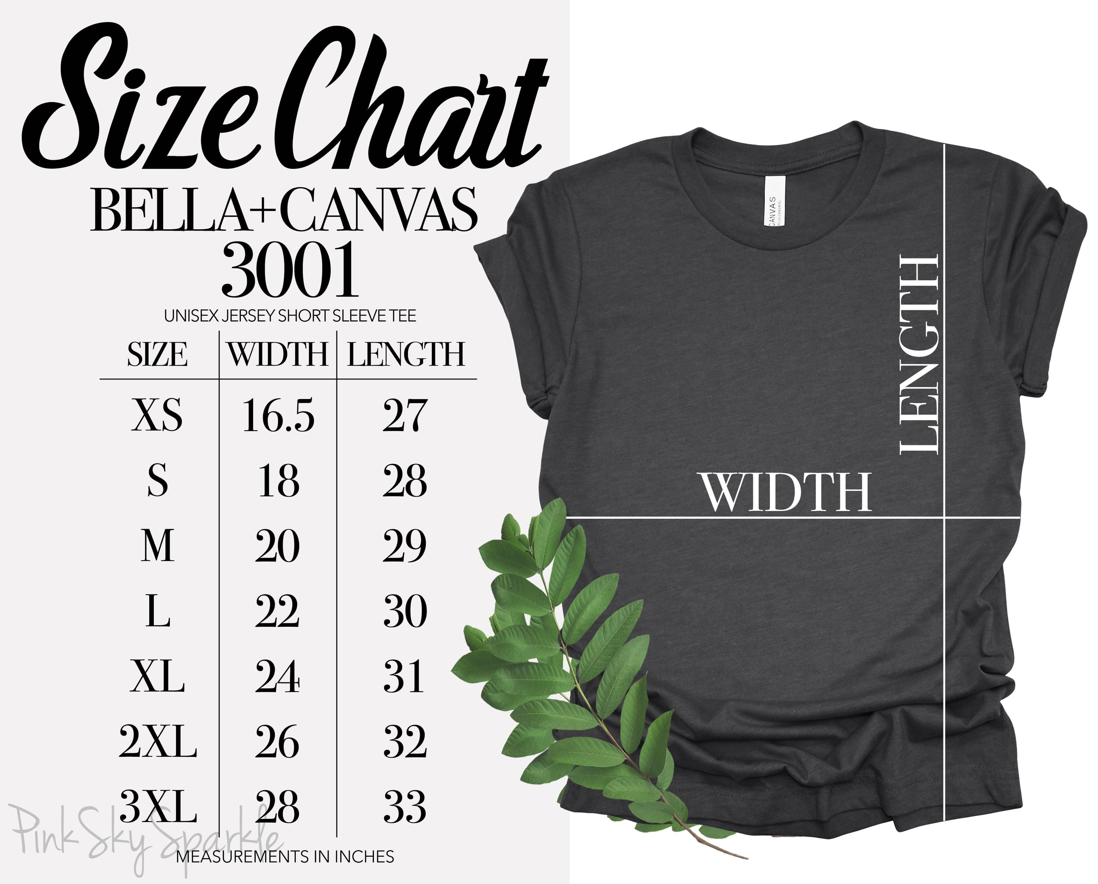 Bella+Canvas 3001 Size Chart