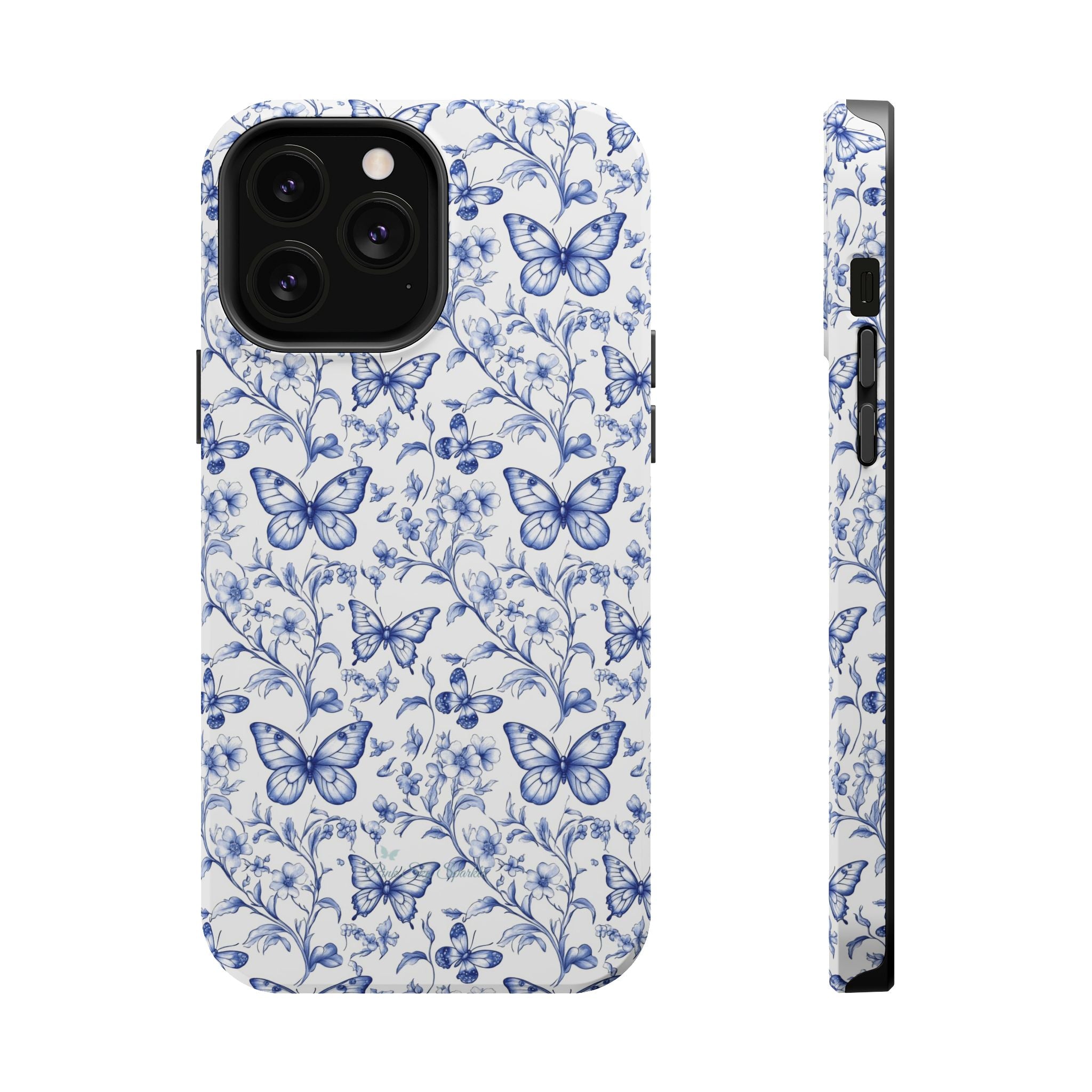 Blue Butterfly Toile Magnetic iPhone Case