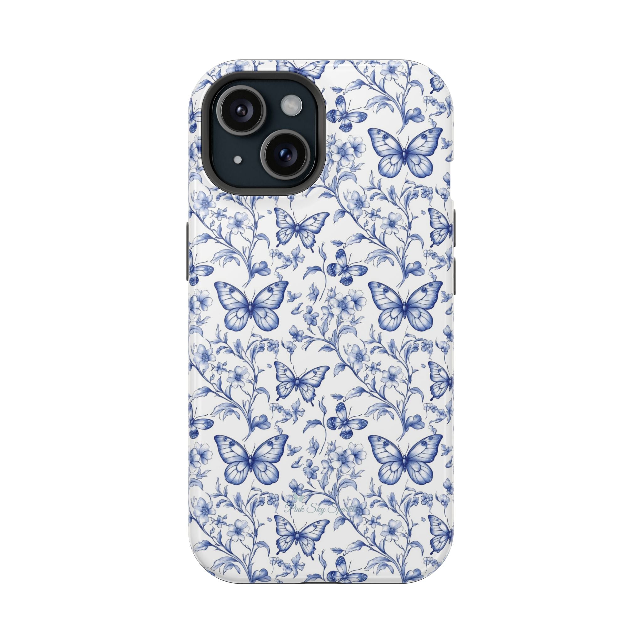 Blue Butterfly Toile Magnetic iPhone Case