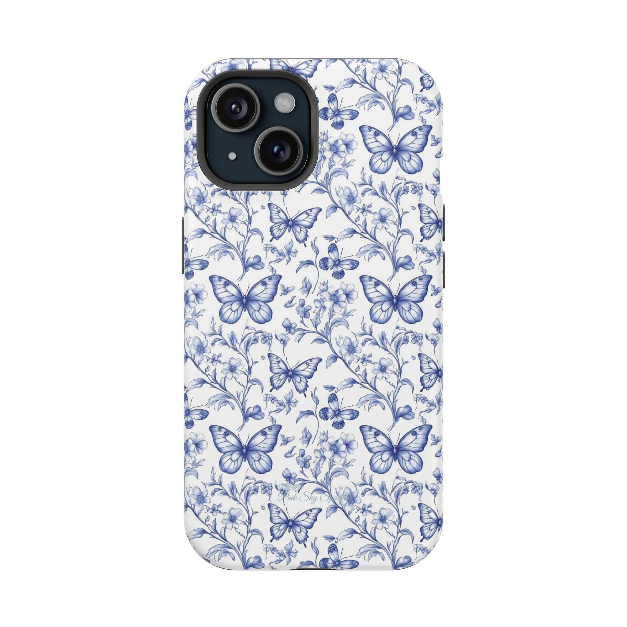Blue Butterfly Toile Magnetic iPhone Case