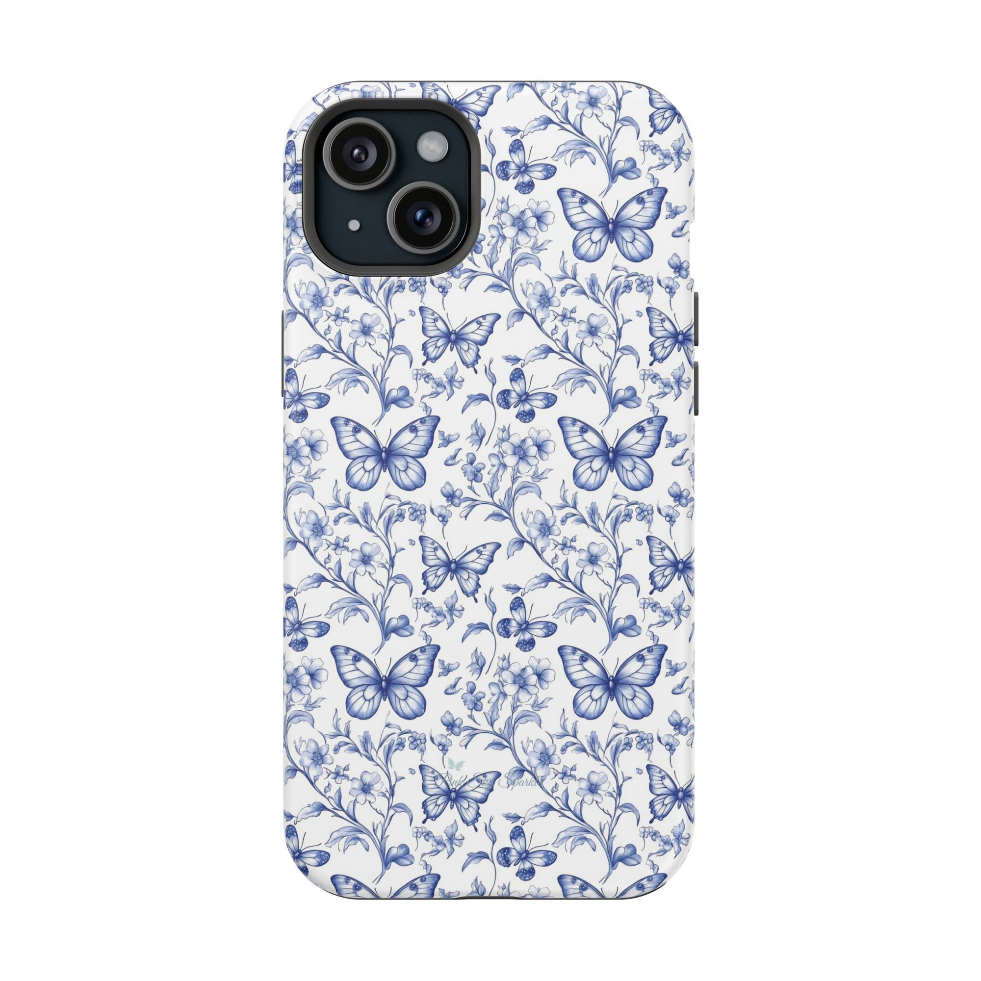Blue Butterfly Toile Magnetic iPhone Case
