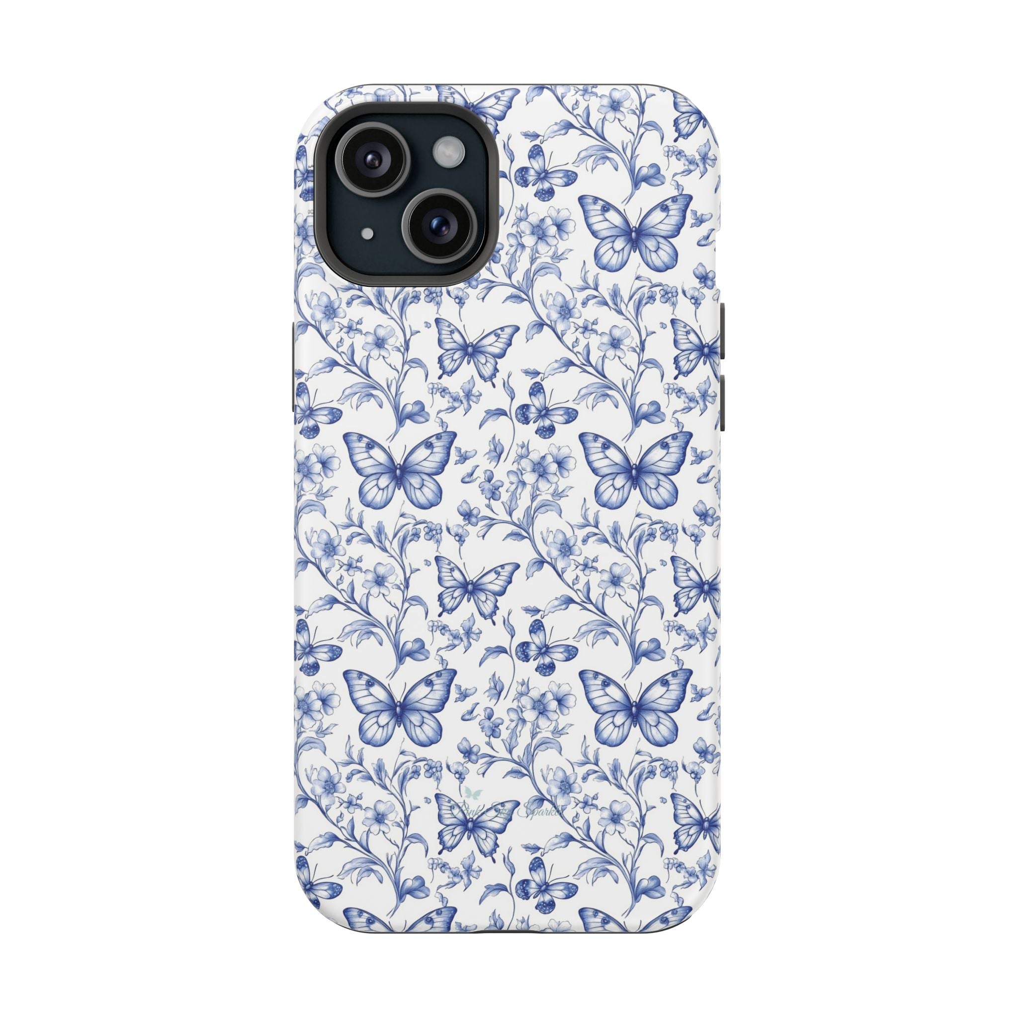 Blue Butterfly Toile Magnetic iPhone Case