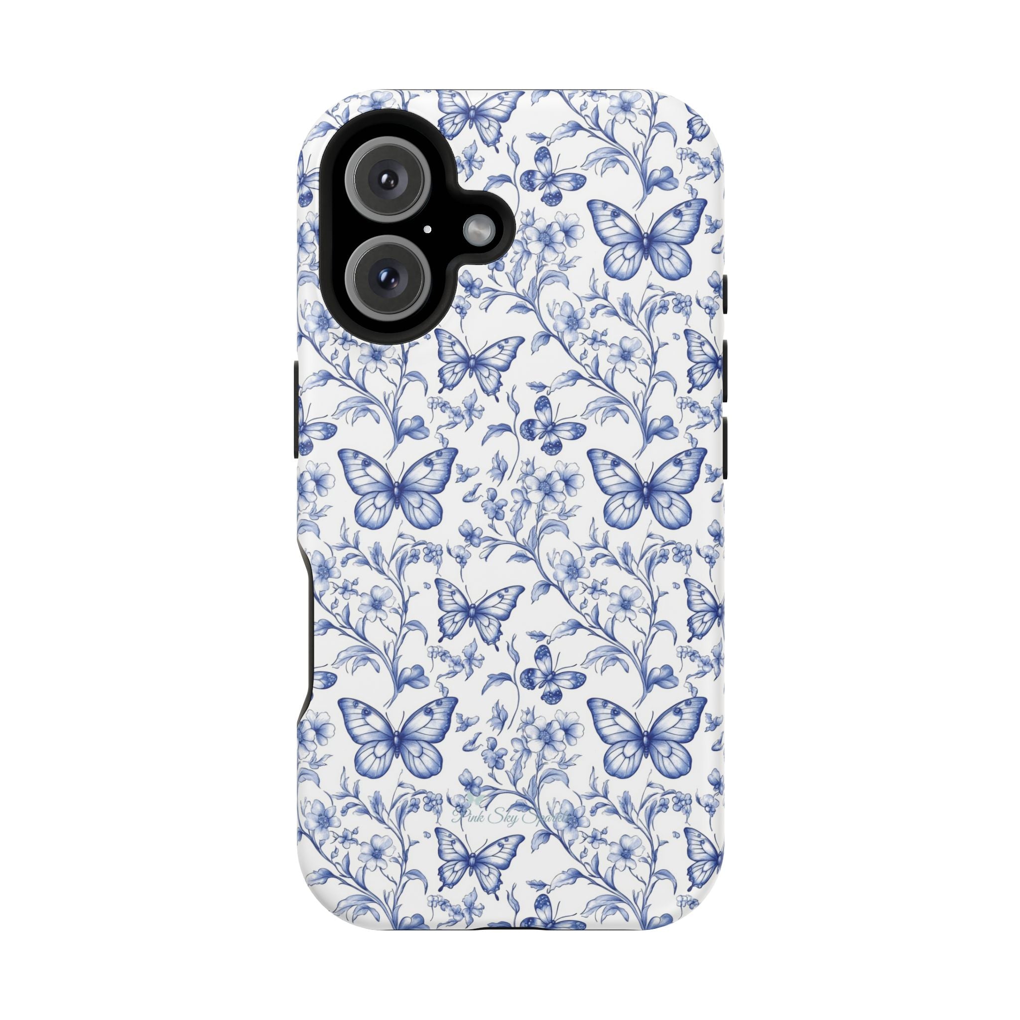 Blue Butterfly Toile Magnetic iPhone Case