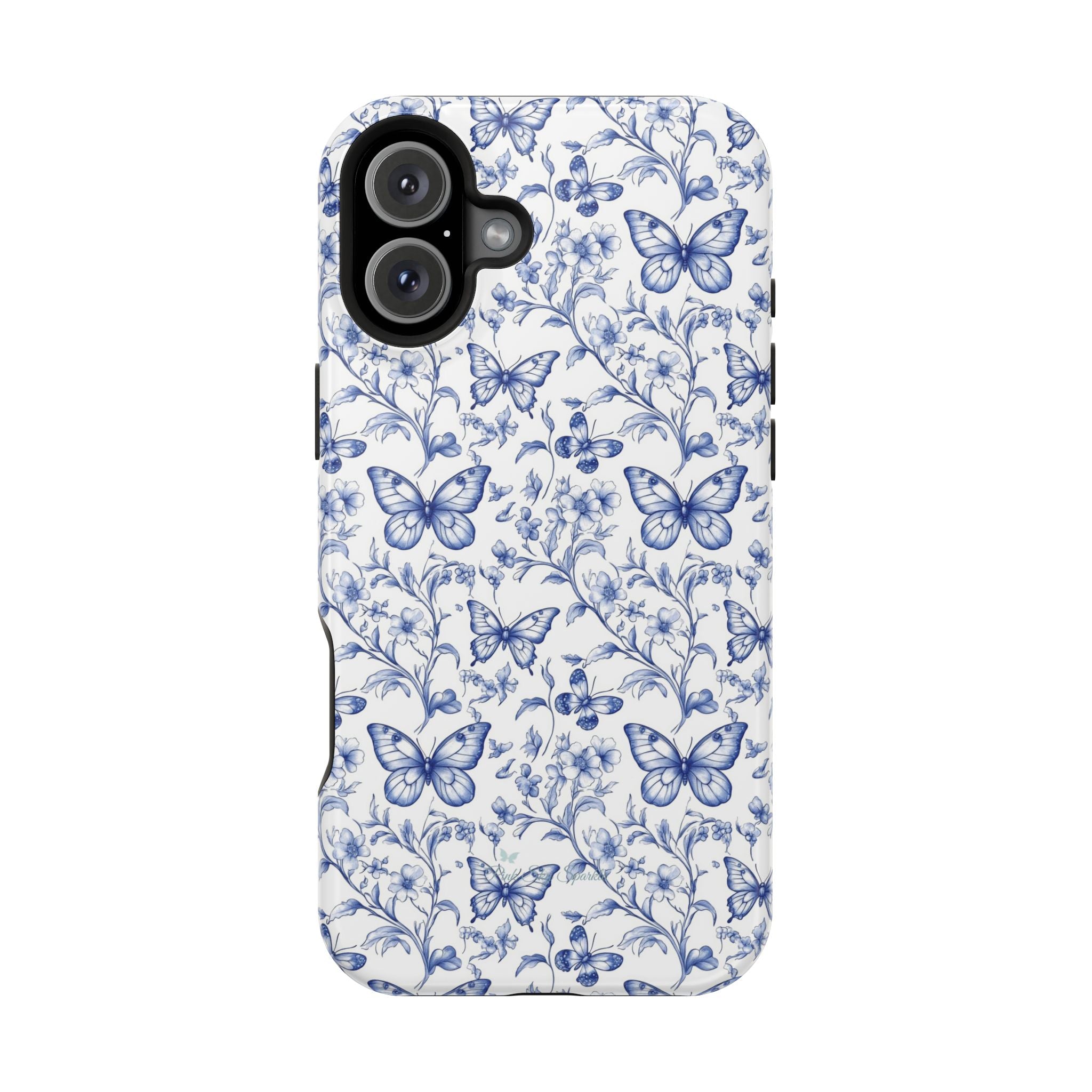 Blue Butterfly Toile Magnetic iPhone Case